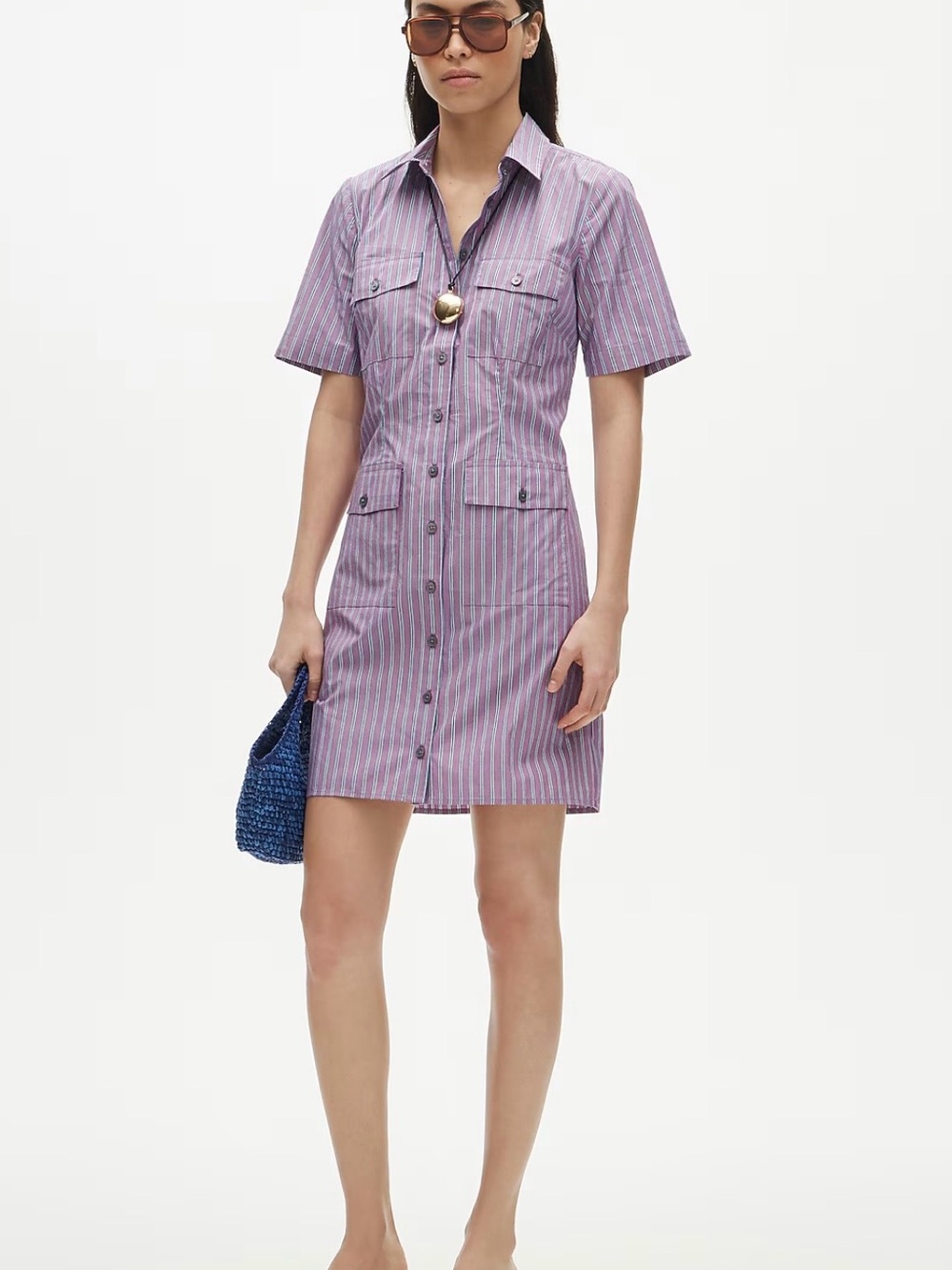 J. Crew Lavender Striped Shirt Dress